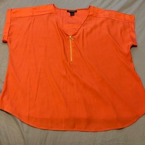 Ashley Stewart zip v neck pull over blouse in dark orange size 18/20